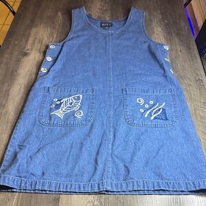 Blue 90’s Denim Sleeveless Nautical  Midi Dress